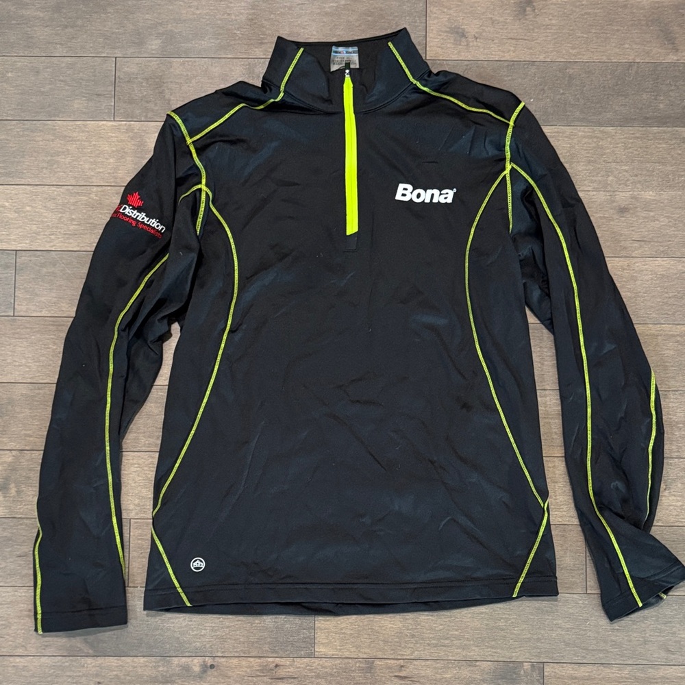 Bona Men's Black Performance Jacket with Yellow Accents